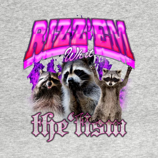 Rizz Em With The Tism Retro Shirt, Vintage Funny Raccoon Graphic Shirt, Autism Awareness, Raccoon Meme by Hamza Froug